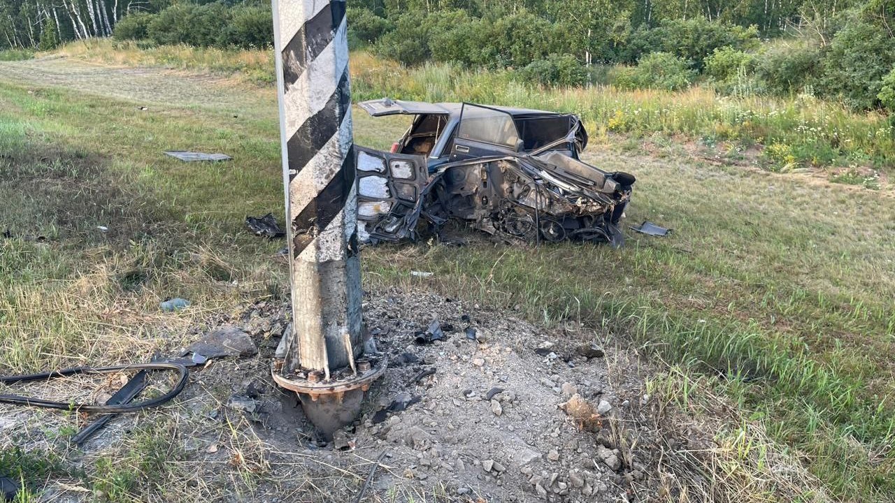 Бесправник врезался в опору ЛЭП на трассе в Челябинской области и погиб